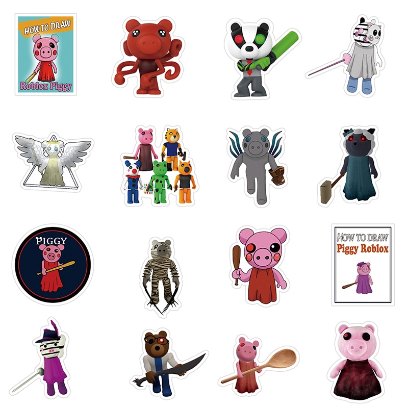 10 30 50pcs set DynaBlocks Piggy 3D Sandbox Creation Community Cartoon Game Stickers For Luggage Laptop 3 - Piggy Plush