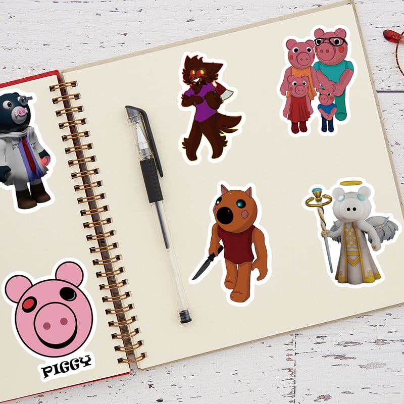 10 30 50pcs set DynaBlocks Piggy 3D Sandbox Creation Community Cartoon Game Stickers For Luggage Laptop 5 - Piggy Plush