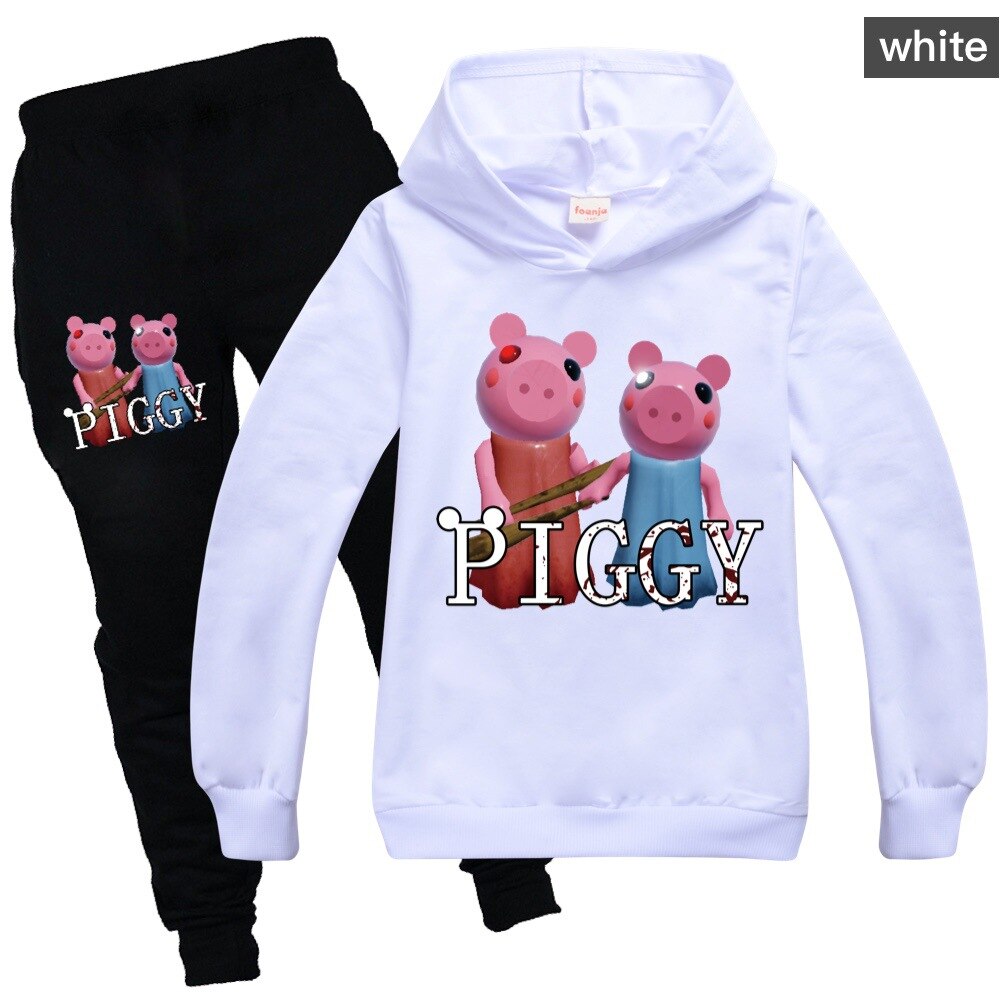 Kids Robloxing piggy Hooded Sweatshirt Casual Tops pants Boys Girls Hoodies Cotton long sleeve tracksuit Children 1 - Piggy Plush