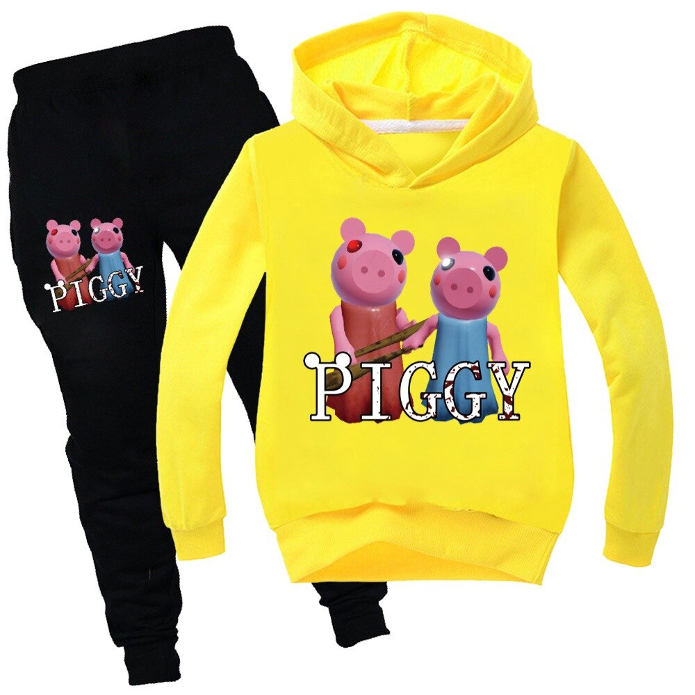 Kids Robloxing piggy Hooded Sweatshirt Casual Tops pants Boys Girls Hoodies Cotton long sleeve tracksuit Children 2 - Piggy Plush