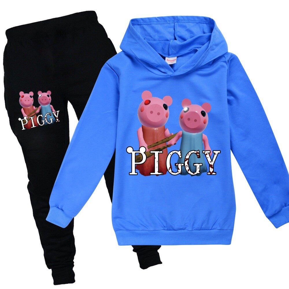 Kids Robloxing piggy Hooded Sweatshirt Casual Tops pants Boys Girls Hoodies Cotton long sleeve tracksuit Children 3 - Piggy Plush