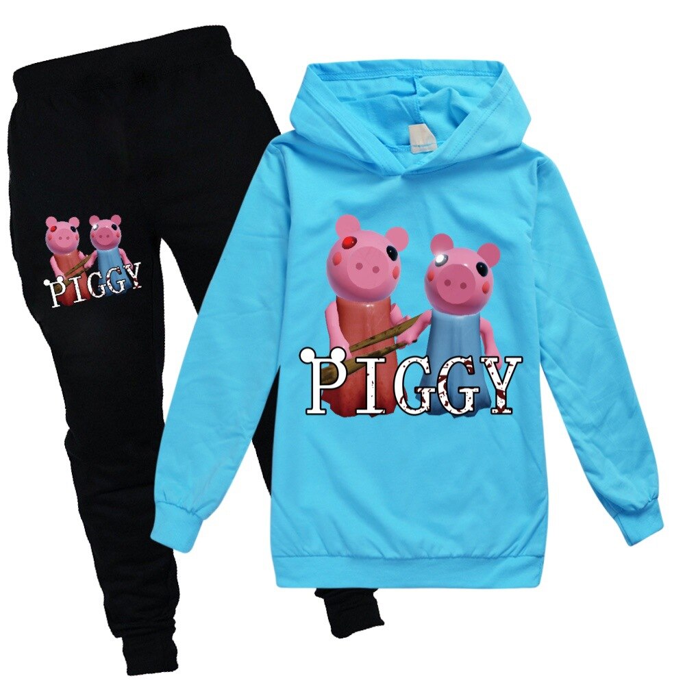 Kids Robloxing piggy Hooded Sweatshirt Casual Tops pants Boys Girls Hoodies Cotton long sleeve tracksuit Children 5 - Piggy Plush