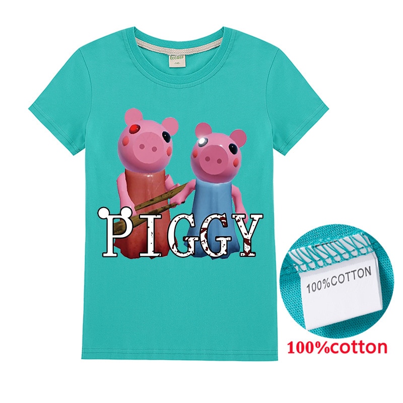 Summer children s boy cartoon robloxing piggy cute T shirt 3D printed girl street clothing kids 10 - Piggy Plush