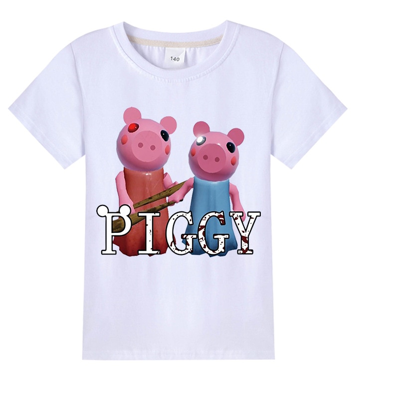 Summer children s boy cartoon robloxing piggy cute T shirt 3D printed girl street clothing kids 11 - Piggy Plush
