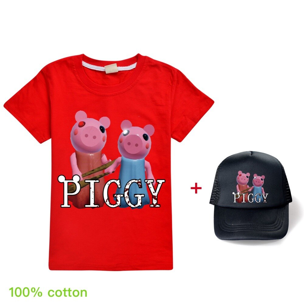 Summer children s boy cartoon robloxing piggy cute T shirt 3D printed girl street clothing kids 4 - Piggy Plush
