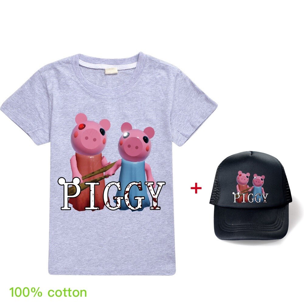 Summer children s boy cartoon robloxing piggy cute T shirt 3D printed girl street clothing kids 5 - Piggy Plush