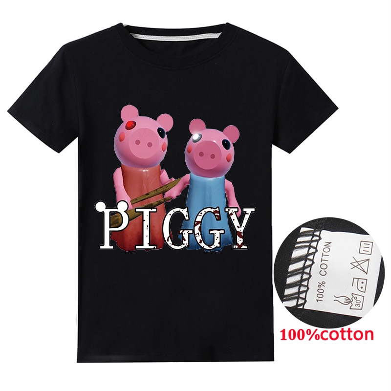 Summer children s boy cartoon robloxing piggy cute T shirt 3D printed girl street clothing kids 6 - Piggy Plush