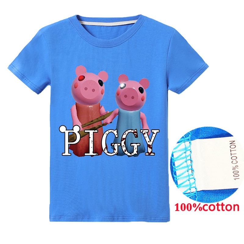 Summer children s boy cartoon robloxing piggy cute T shirt 3D printed girl street clothing kids 8 - Piggy Plush