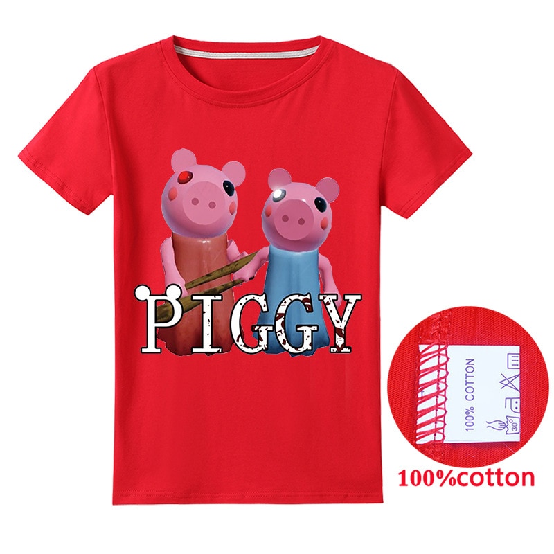 Summer children s boy cartoon robloxing piggy cute T shirt 3D printed girl street clothing kids 9 - Piggy Plush