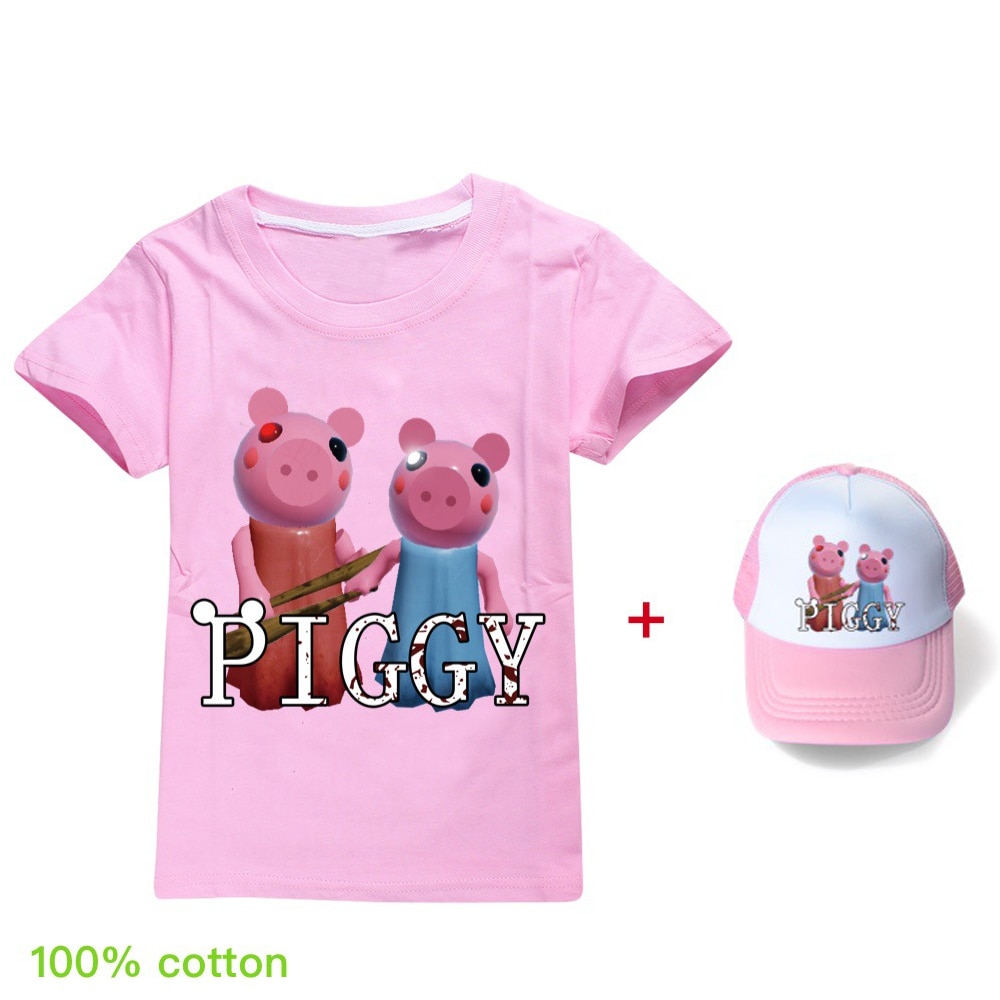 Summer children s boy cartoon robloxing piggy cute T shirt 3D printed girl street clothing kids - Piggy Plush